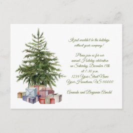 Vintage Christmas Tree präsentiert Feiertagsparty Postkarte