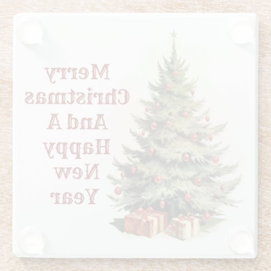 Vintage Christmas Tree Untersetzer (Rückseite)