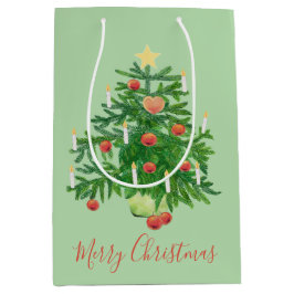 Vintage Christmas Tree with a Star & Heart Cookie Mittlere Geschenktüte