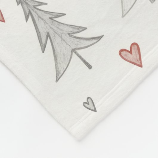 Vintage Christmas Trees & Hearts Fleece Blanket (Ecke)