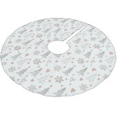 Vintage Christmas Trees & Hearts Tree Skirt Polyester Weihnachtsbaumdecke (Schrägansicht)
