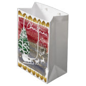 Vintage Christmas trees  Mittlere Geschenktüte (Vorderseite Schrägansicht)