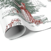 Vintage Christmas Trees Scene Geschenkpapier (Rolleneckpunkt)