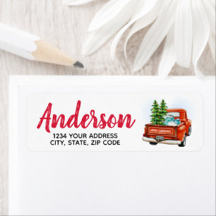 Vintage Christmas Truck Rücksendeadresse Etikett