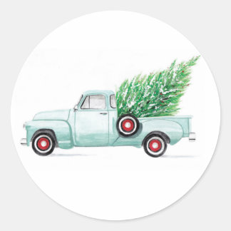 Vintage Christmas Truck Siegel Runder Aufkleber