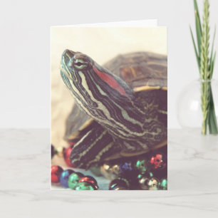 Vintage Christmas Turtle Feiertagskarte