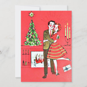 Vintage Christmas Verheiratet Couple Feiertagskarte