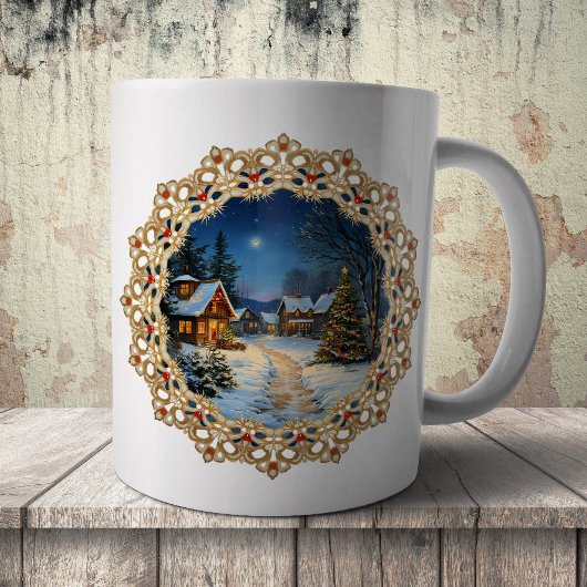 Vintage Christmas Village Doily Kaffeetasse