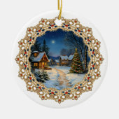 Vintage Christmas Village Doily Keramik Ornament (Vorne)