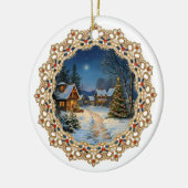 Vintage Christmas Village Doily Keramik Ornament (Links)