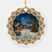 Vintage Christmas Village Doily Keramik Ornament (Hinten)