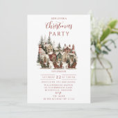 Vintage Christmas Village Party Einladung (Stehend Vorderseite)