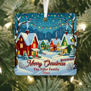 Vintage Christmas Village Personalisiert Ornament Aus Metall