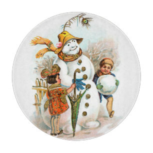 Vintage Christmas Village Snowman Schneidebrett