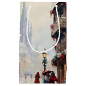 Vintage Christmas Village Street Holiday Kleine Geschenktüte (Vorderseite)