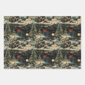 Vintage Christmas Village Wrapping Paper Geschenkpapier Set (Vorderseite)