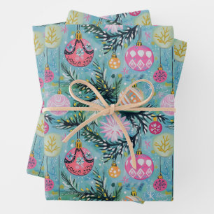 Vintage Christmas Village Wrapping Paper Geschenkpapier Set