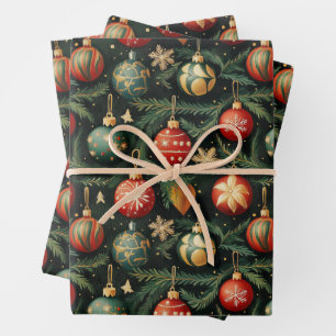 Vintage Christmas Village Wrapping Paper Geschenkpapier Set