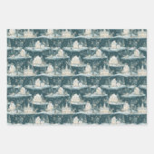 Vintage Christmas Village Wrapping Paper Geschenkpapier Set (Vorderseite 3)