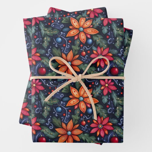 Vintage Christmas Village Wrapping Paper Geschenkpapier Set (Beispiel)