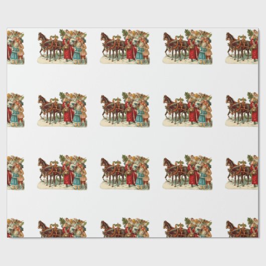 Vintage Christmas, Vintage Horse Drawn Christmas,  Geschenkpapier (Flach)