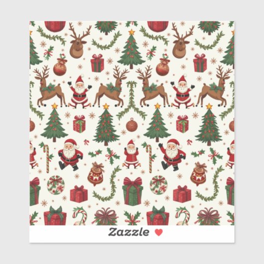 Vintage Christmas Vinyl Sticker (Blatt)