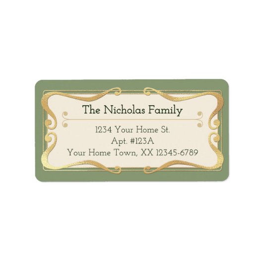 Vintage Christmas Whimsy Gold Pre-Printed Address Adressaufkleber (Vorne)