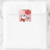 Vintage Christmas White Kitty Quadratischer Aufkleber (Tasche)