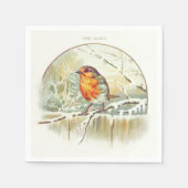 Vintage Christmas Winter Robin Serviette (Vorderseite)