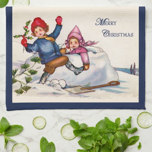 Vintage Christmas Wish Küchentuch (Gefaltet)