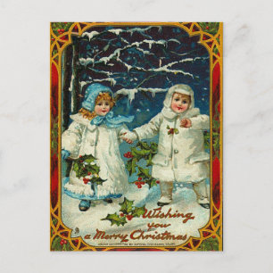 Vintage Christmas Wishes Postcard Feiertagspostkarte