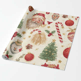 Vintage Christmas Wrapping Paper – Santa, Snowman Geschenkpapier