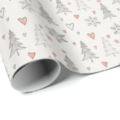 Vintage Christmas Wrapping Paper w Hearts & Trees Geschenkpapier (Rolleneckpunkt)