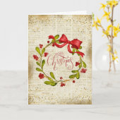 Vintage Christmas Wreath and Bow Karte (Gelbe Blume)