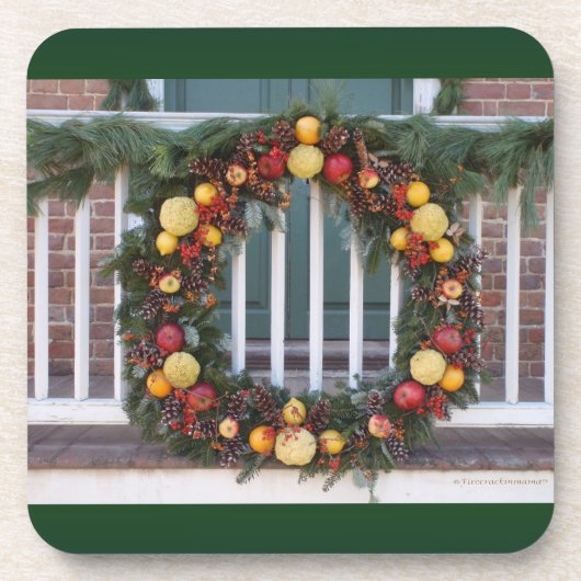 Vintage Christmas Wreath Cork Untersetzer (Vorderseite)