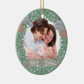 Vintage Christmas Wreath Custom Foto Keramik Ornament (Rechts)