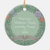 Vintage Christmas Wreath Custom Foto Keramik Ornament (Hinten)