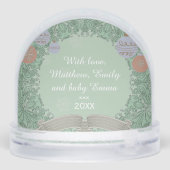 Vintage Christmas Wreath Custom Photo and Message Schneekugeln (Rückseite)