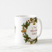 Vintage Christmas Wreath Mit Monogramm Kaffeetasse (VorderseiteRechts)