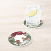 Vintage Christmas Wreath Sandstein Untersetzer (Seite)