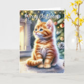 Vintage Christmas Yellow Kitten Karte (Gelbe Blume)
