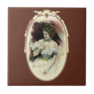 Vintage Christy Girl, Antikes Hochzeitsporträt Fliese