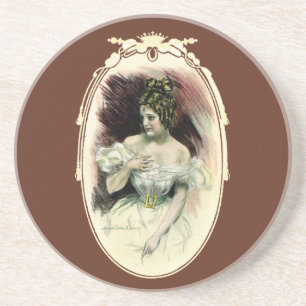 Vintage Christy Girl, Bridal-Portrait der Antike Sandstein Untersetzer