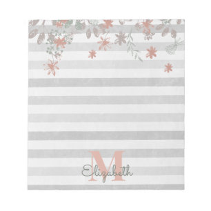 Vintage Chromflorstreifen mit Monogramm Add-Name Notizblock