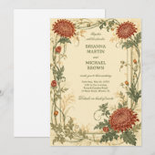 Vintage-Chrysantheme-Botanik Einladung (Vorne/Hinten)