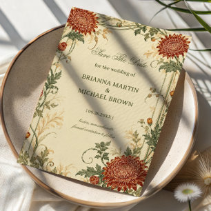 Vintage-Chrysantheme-Botanik Save The Date