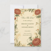 Vintage-Chrysantheme-Botanik Save The Date (Vorderseite)