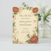 Vintage-Chrysantheme-Botanik Save The Date (Stehend Vorderseite)