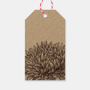 Vintage-Chrysanthemen-Kraft-Anhänger Geschenkanhänger
