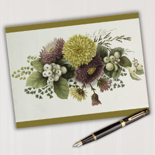 Vintage Chrysanthemen und Beeren Blumen Postkarte